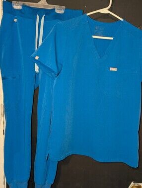 FIGS Royal Blue Scrub Set - Top & Jogger Pants
